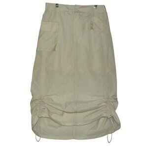 No Comment Skirt Junior Size Large Beige Cargo Midi toggle drawstring nylon